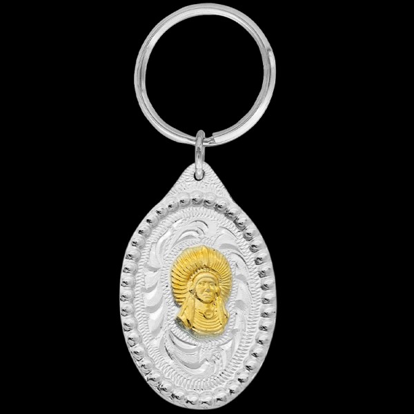 Elevate your style with our Gold Chief Keychain. Celebrate tradition and leadership with this finely crafted accessory, perfect for those who appreciate Western heritage. Shop now!
